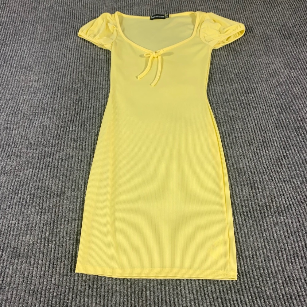 Pretty Little Thing Dress Womens‎ 0 Yellow Tie Stretch Lightweight Slim Vacation